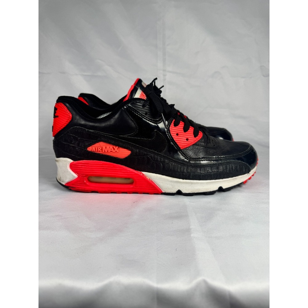Nike Air Max 90 725235-006 Mens US 12 Athletic Shoes Black Croc Infrared Sneaker